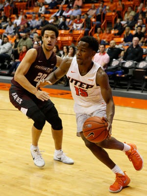 UTEP guard Dominic Artis drives to the basket during a recent game played at the Don Haskins Center.
