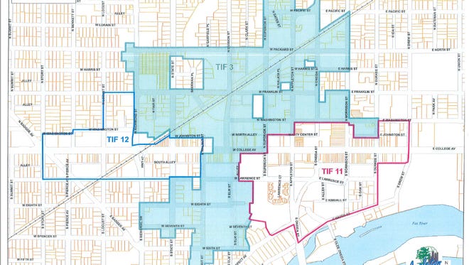 Two new tax incremental financing districts were proposed for downtown Appleton. TIF 11 and TIF 12 would be located east and west of TIF 3.