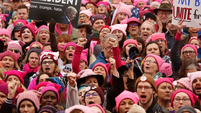 Thousands gather for the Women's March on Washington, D.C., ending at the White House on Saturday, Jan. 21, 2017.