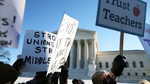 Supporters and opponents of labor unions...