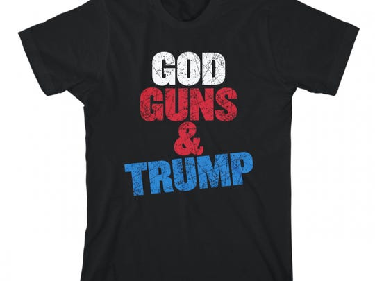 This “God, Guns & Trump” T-shirt is sold for $24.99