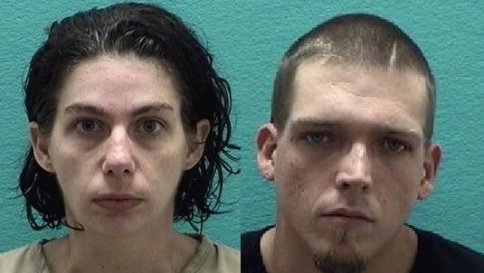Tiffany Denlinger, left, and Skyler Fritz, right, were arrested after Denlinger's two-year-old daughter was believed to have been abused for a month.