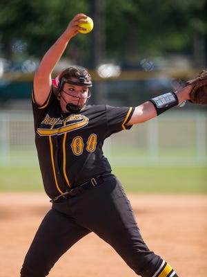 Billingsley's Katlyn Childress pitches against Brantley in the AHSAA State Softball Tournament at Lagoon Park in Montgomery, Ala., on Thursday May 19, 2016.  