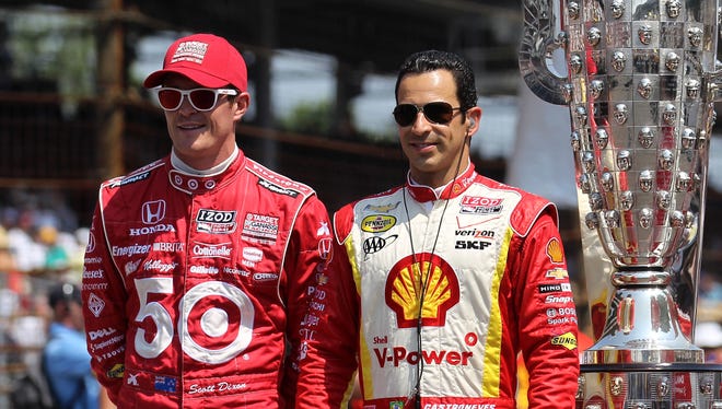 Scott Dixon, left, and Helio Castroneves are two of the finest open-wheel racers of their generation.