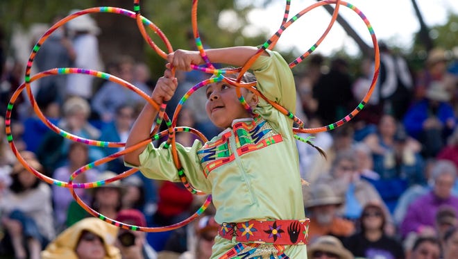 Hoop dancers from around the country compete in the Heard Museum contest.