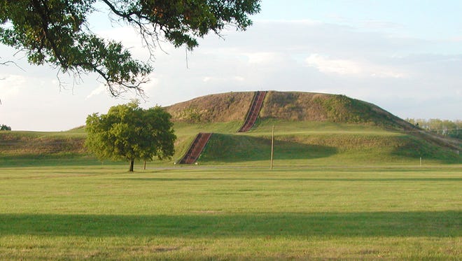 One of the more than 100 mounds at the Cahokia Mounds State Historic Site in Illinois.