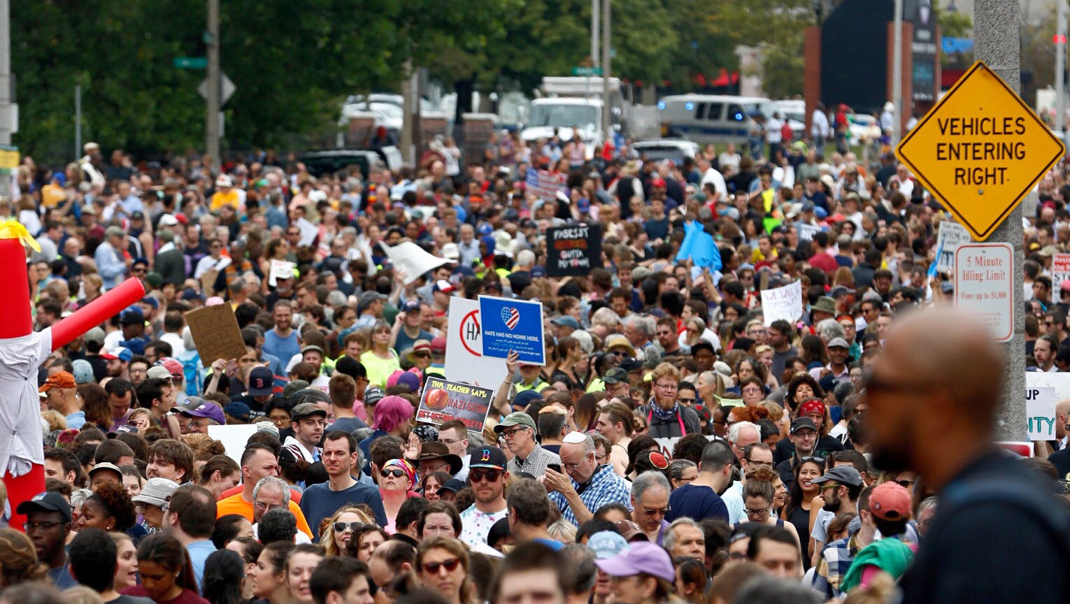 Boston Thousands gather for dueling protests