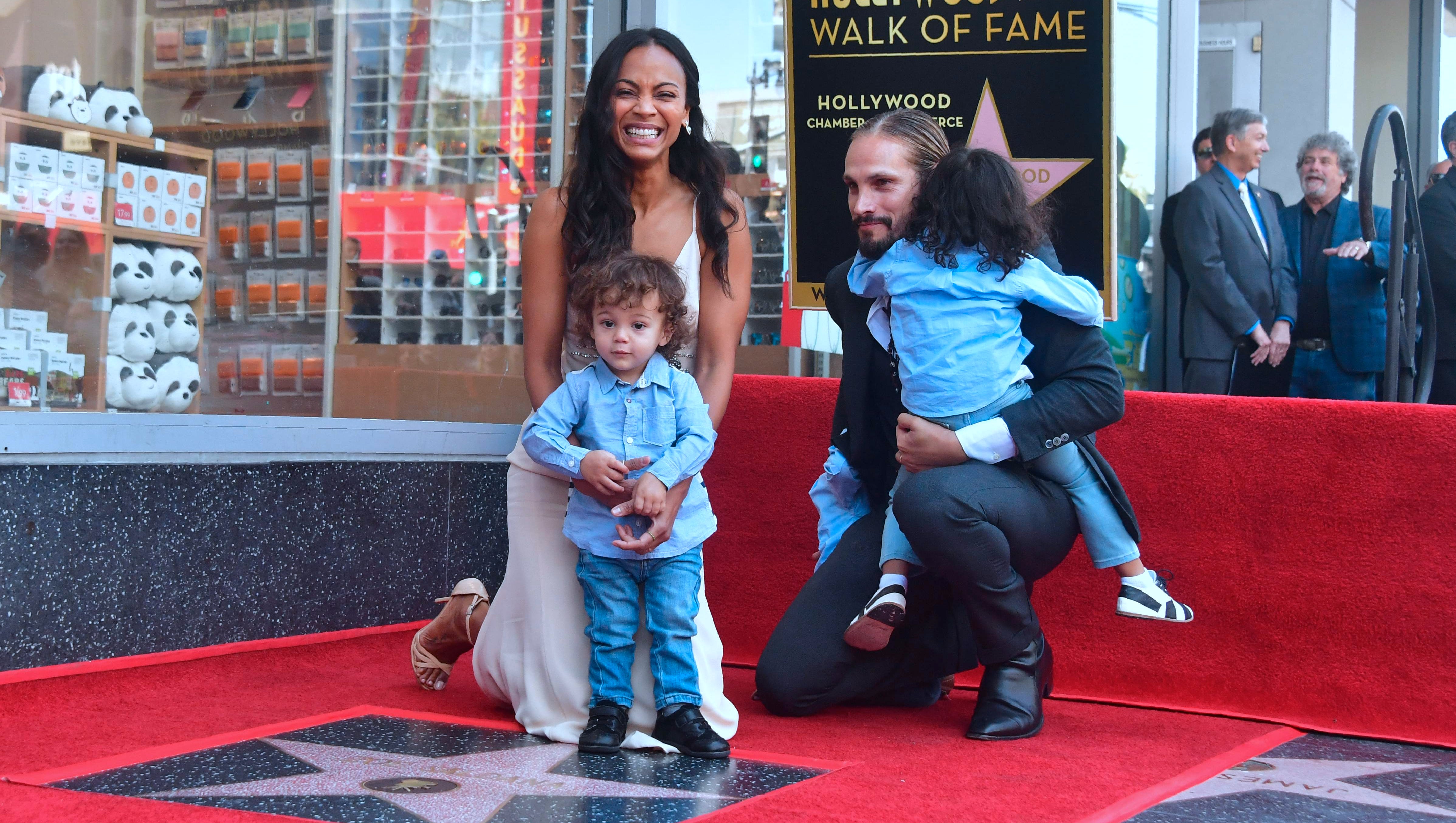 Adorable Alert Zoe Saldana Brings Her Three Toddlers To Walk