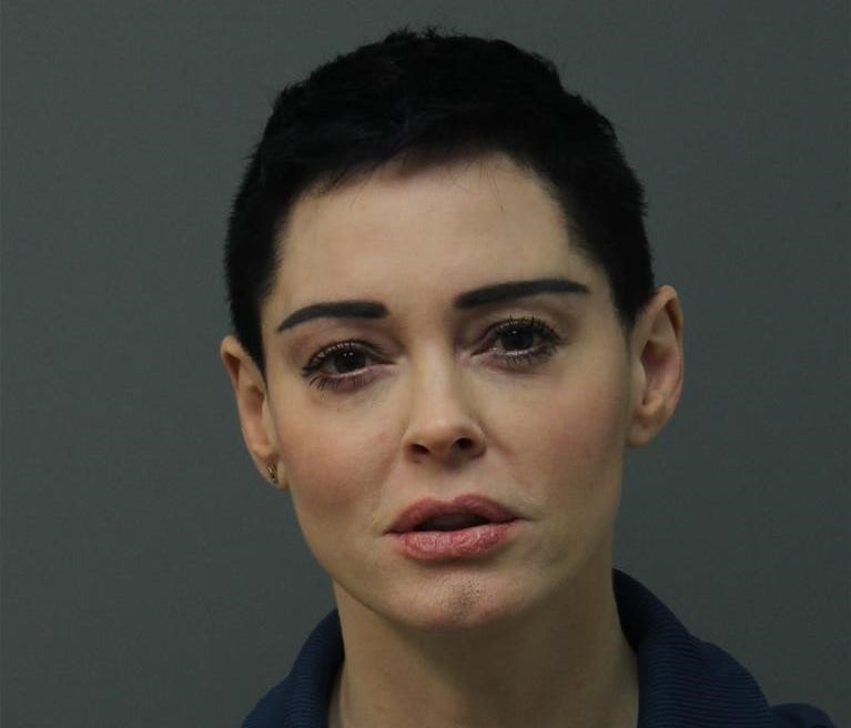 Rose McGowan's booking photo issued by the Loudoun County Sheriff's Office.