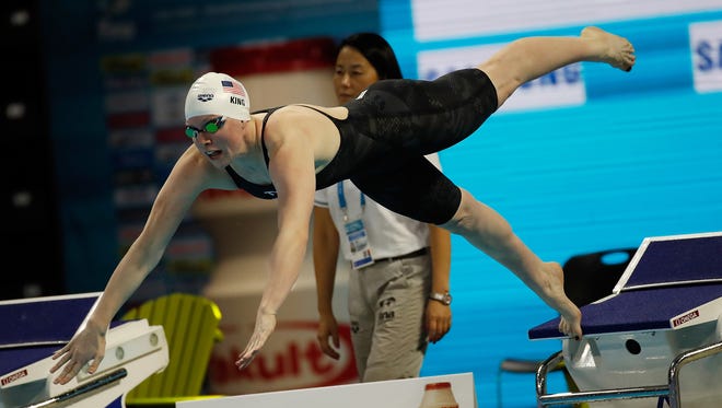 Lilly King of the United States competes in a preliminary heat of the 100m Breaststroke on day four of the 13th FINA World Swimming Championships (25m) at the WFCU Centre on December 9, 2016 in Windsor Ontario, Canada.