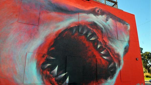 Los Angeles artist Shark Toof painted this mural on the side of the old Dr. Joe's Intracoastal Lounge in Eau Gallie.