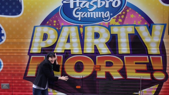 Here I am in front of the Hasbro party bus (which was too big to get in the shot).