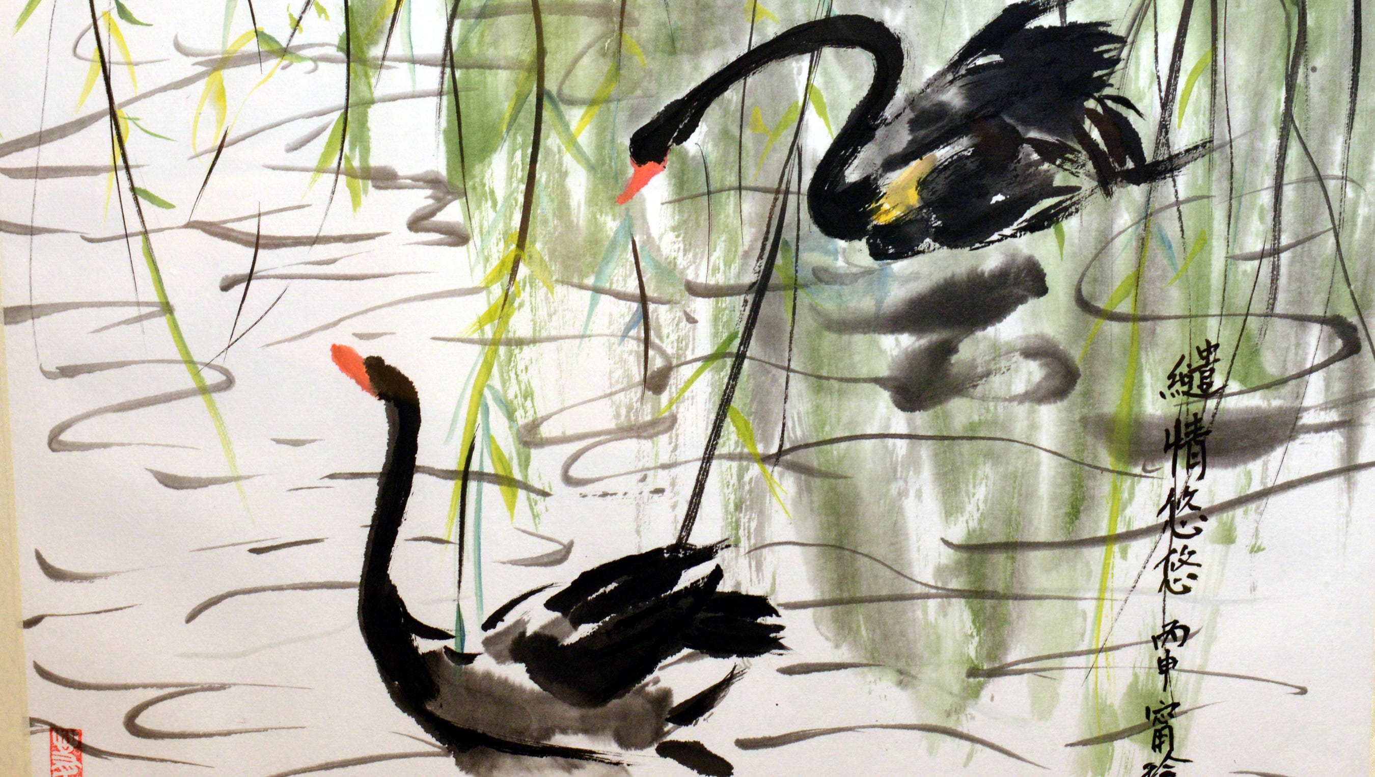 Make chinese new year a great opportunity for chinese learning Library displays Chinese brush painting, a traditional art form