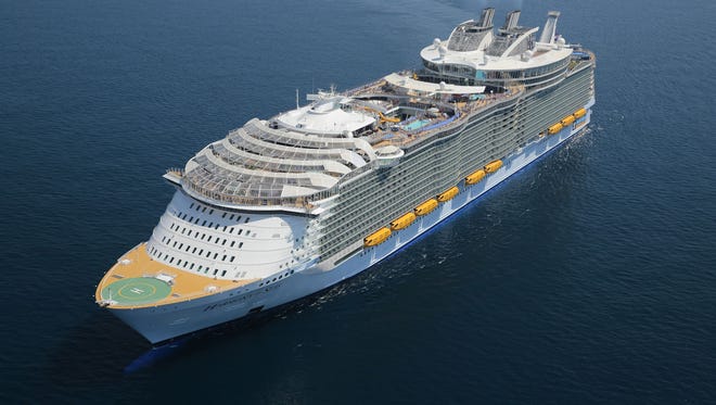 Royal Caribbean's next ship, Symphony of the Seas, will be slightly bigger than sister vessel Harmony of the Seas, shown here. Harmony currently is the biggest cruise ship at sea.