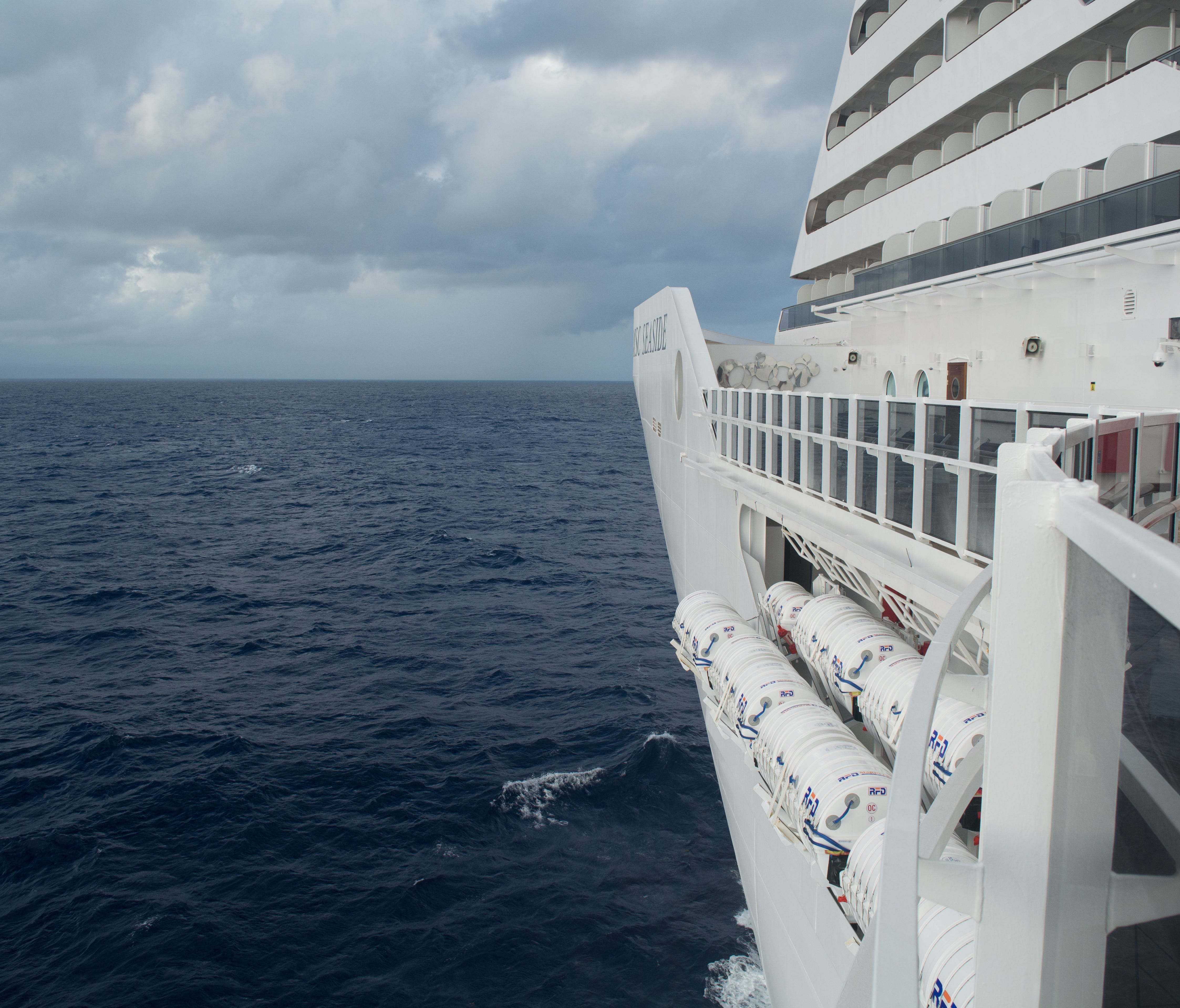 While it doesn't go all the way forward (access is restricted by the MSC Aurea Spa), it does offer a glimpse of the ship's powerful bow.