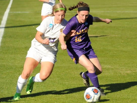 Hardin-Simmons junior midfielder Josey Meyer, left