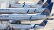 United Airlines jets line Terminal 7 at Los Angeles