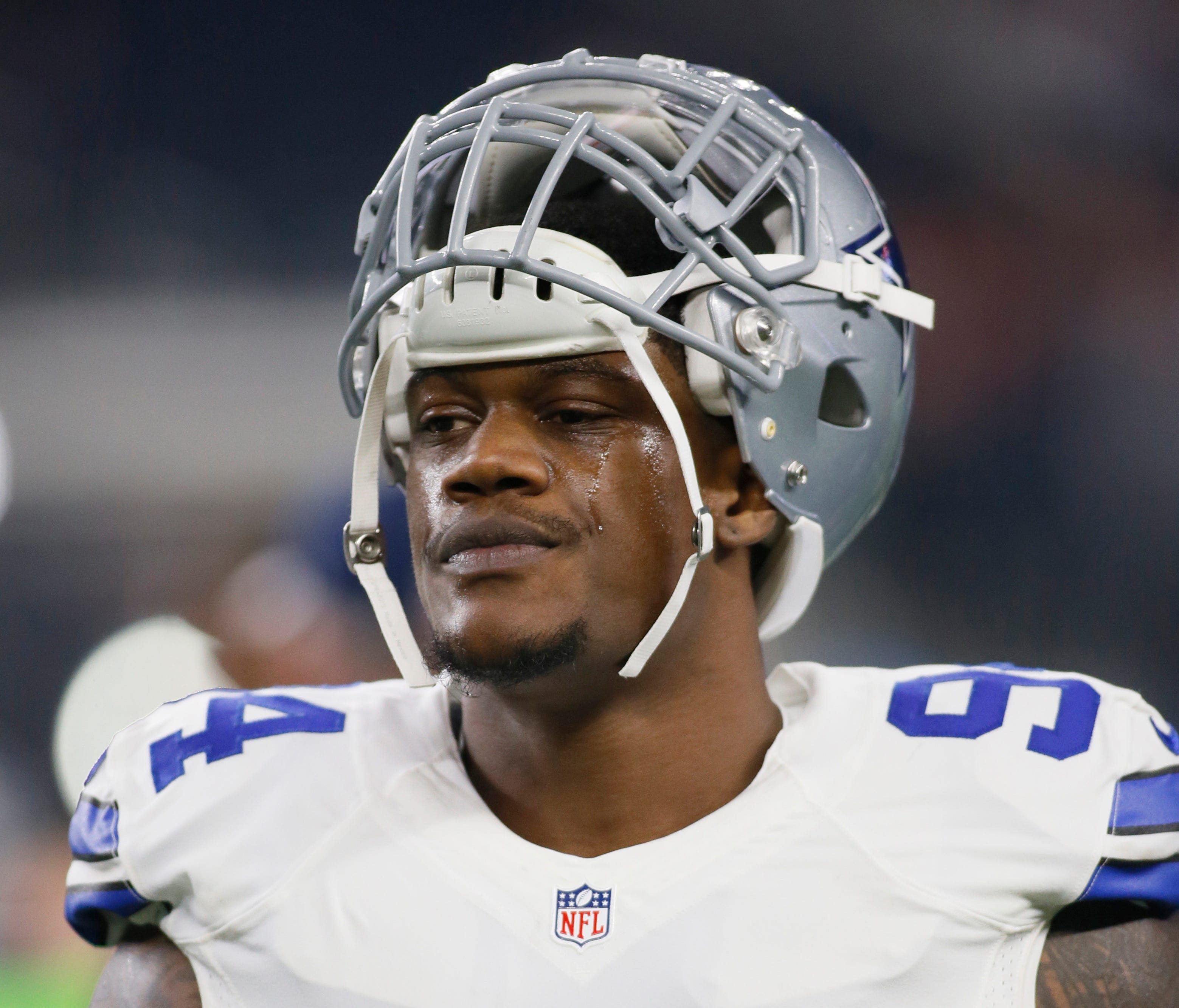 Dallas Cowboys defensive end Randy Gregory (94) on the field before the game against the Detroit Lions at AT&T Stadium.