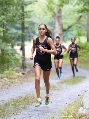 Brockton High School's Nicole Dunbury, finished first overall during a Big 3 cross country meet at NRT in Easton,  on Friday, Sept. 14, 2018.