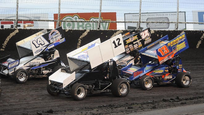 The 410 sprint car races at Huset's Speedway in Brandon, S.D., Sunday, May 31, 2015.
