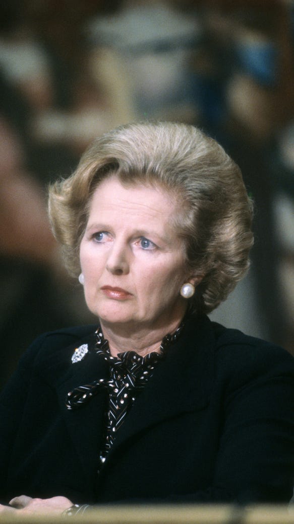 British Prime Minister Margaret Thatcher in one of