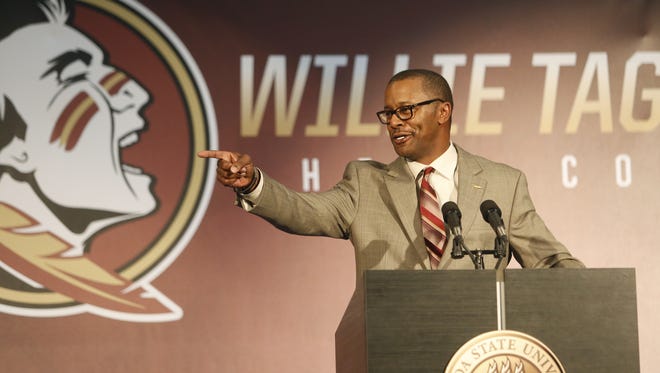 New Florida State Head Football Coach Willie Taggart during a press conference at the Champion's Club Wednesday, Dec 6.