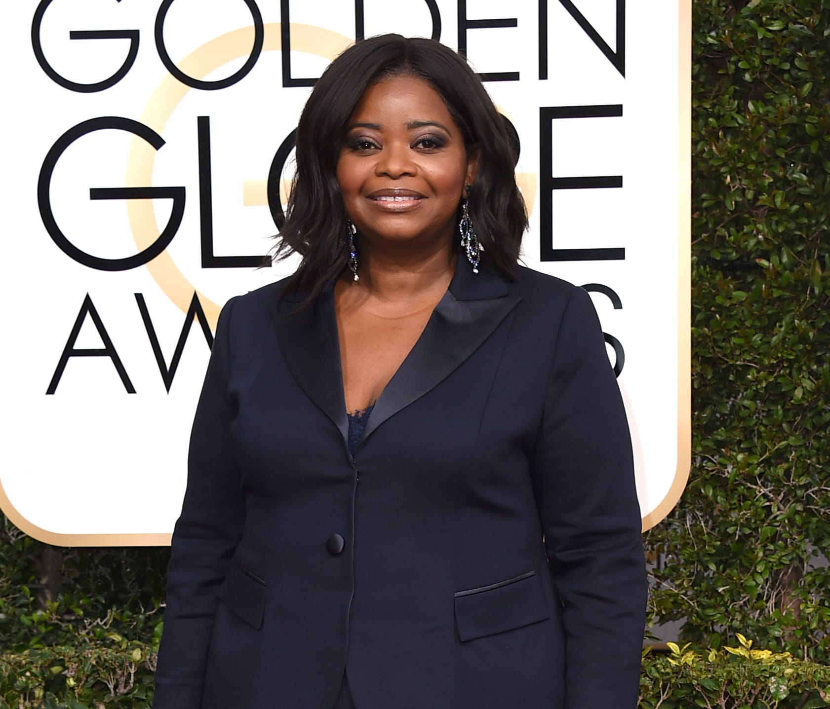Octavia Spencer arrives at the 74th annual Golden Globe Awards at the Beverly Hilton.