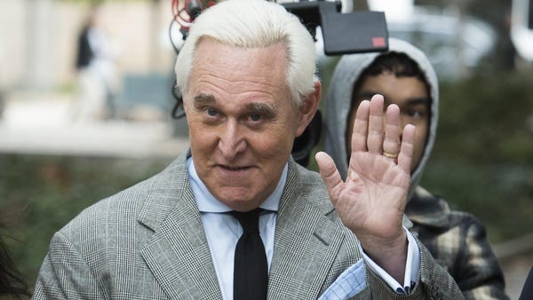 Roger Stone arrives at federal court in Washington