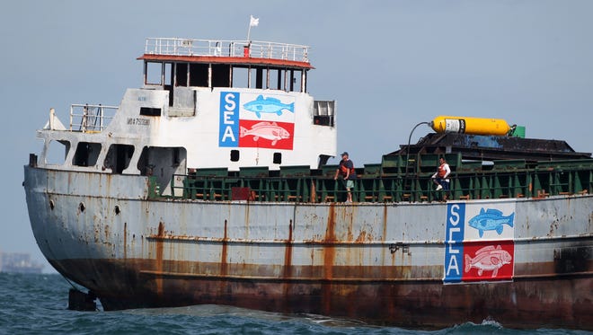 The cargo ship Kinta S was submerged in 2014 as part of an artificial reef off the coast of Port Aransas.
