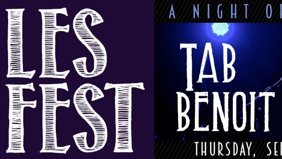 Tab Benoit will be featured at the Alexandria Zoo's Les Fest.  The fundraising event begins at 6:30 p.m. Thursday.