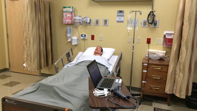 A simulation mannequin at Bellin College helps nursing and radiological sciences students gain practical experience before heading into clinic-based training. Bellin is adding four additional simulation rooms this spring.