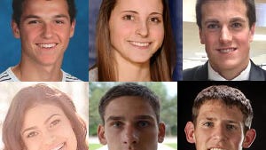 Area athletes (pictured clockwise from top left) Matt Thomas, Mackenzie Shell, Mitchell Mueller, Morgan Beadlescomb, Ryan Hunt and Heaven Powell will compete this weekend at the New Balance Nationals.