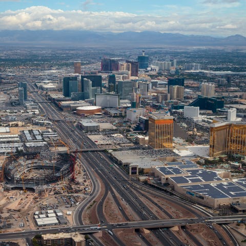 May 23, 2019; Las Vegas, NV, USA; Aerial view of c