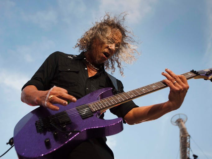 Lead guitarist Kirk Hammett performs during Metallica's