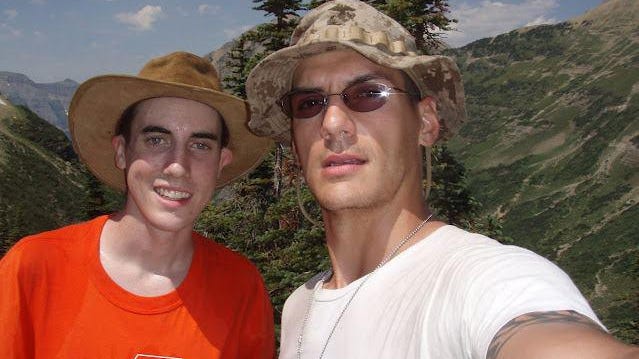 Jacob, left, and Austin Tice, at Glacier National Park in Montana.