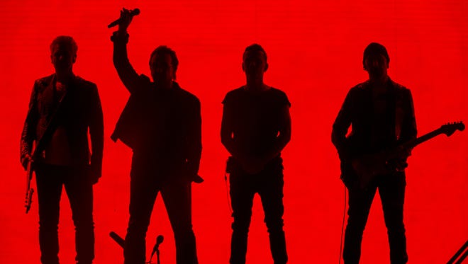 U2 performs songs off their 1987 album Joshua Tree, at Lucas Oil Stadium, Indianapolis, Sunday, September 10, 2017.