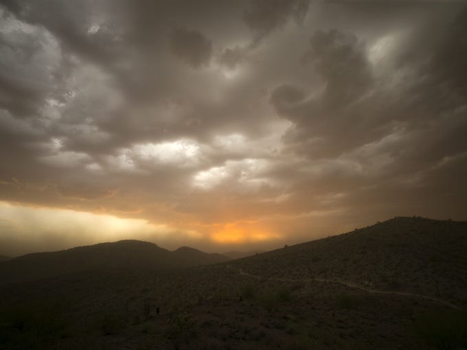 Dust moves into North Mountain Park in Phoenix as the