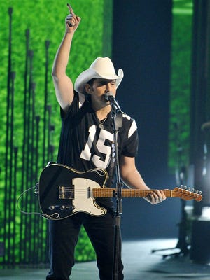 Brad Paisley performs "Country Nation" at the 2015 CMA Awards show.