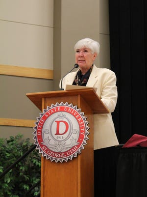 Gail Miller spoke about the power of communication with God at the Day of Prayer Breakfast at Dixie State University on May 10, 2018.