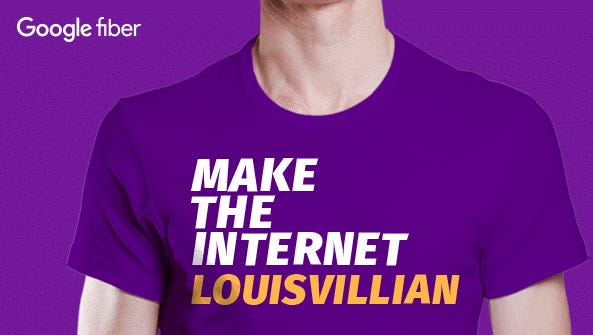 Google Fiber T-shirts are being given away in Louisville.