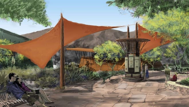 A September 2010 study included conceptual designs for a Desert Discovery Center in Scottsdale, including this image of potential desert pavilions.