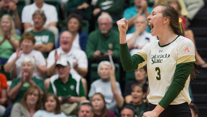 Colorado State University's Adrianna Culbert celebrates after scoring against Boise State during a Sept. 26, 2015, match at Moby Arena. Culbert has been hired a an assistant coach for the Rams.
