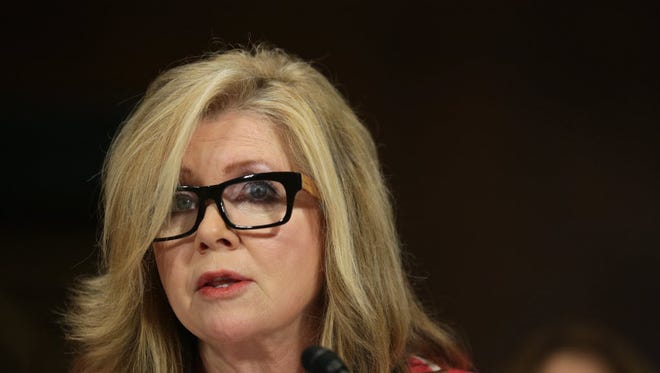 Rep. Marsha Blackburn, R-Tenn., testifies during a hearing before a Senate committee on July 15, 2014, on Capitol Hill. Blackburn heads the Select Investigative Panel on Infant Lives, which is part of the House Energy and Commerce Committee.