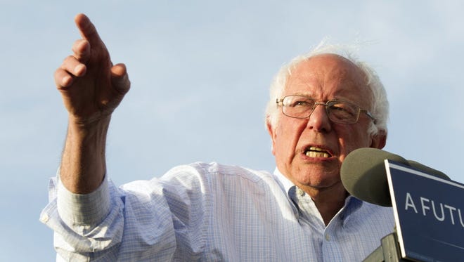 Sen. Bernie Sanders, I-Vt., speaks at a rally in Washington on June 9, 2016.