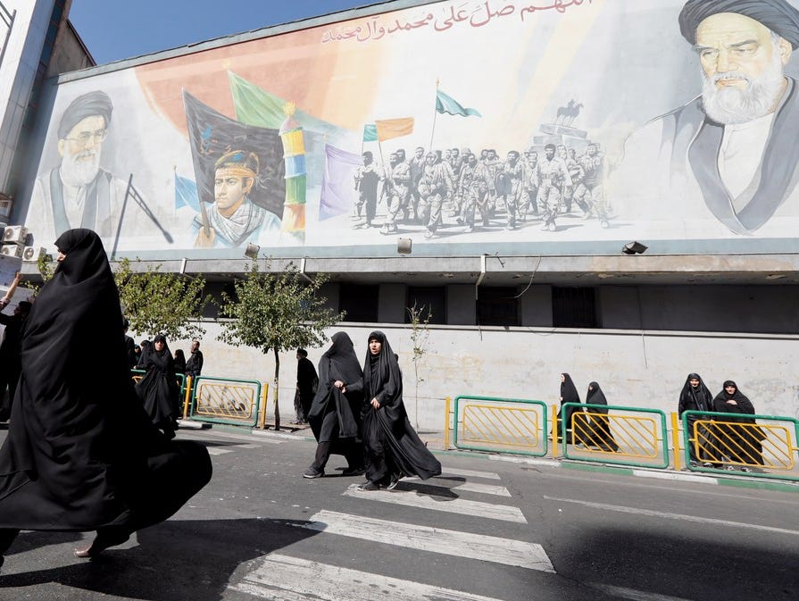 Iranian women leaving Friday prayer ceremony, Tehran, Oct. 13, 2017.