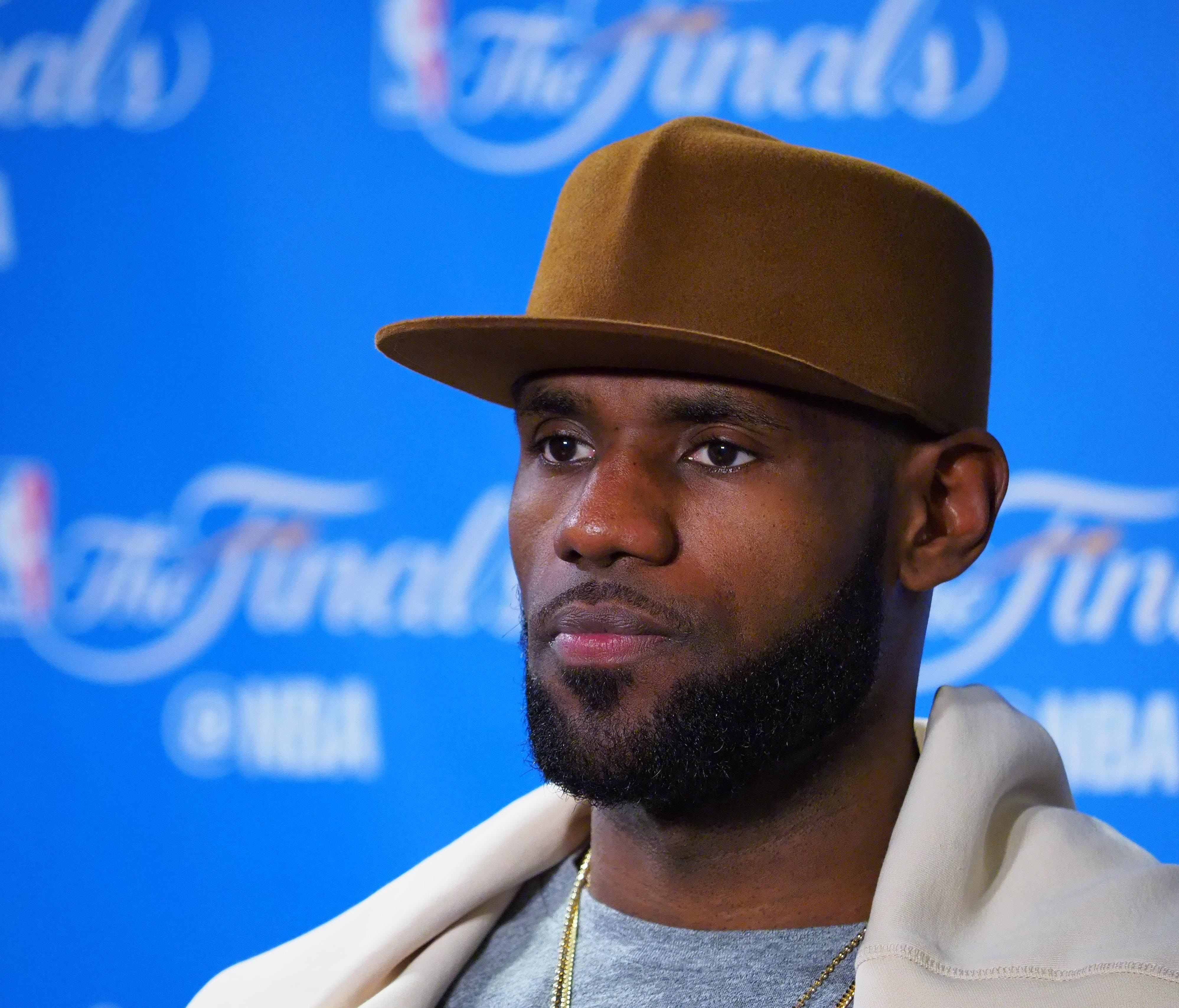 LeBron James at a press conference after Game 1 the NBA Finals.