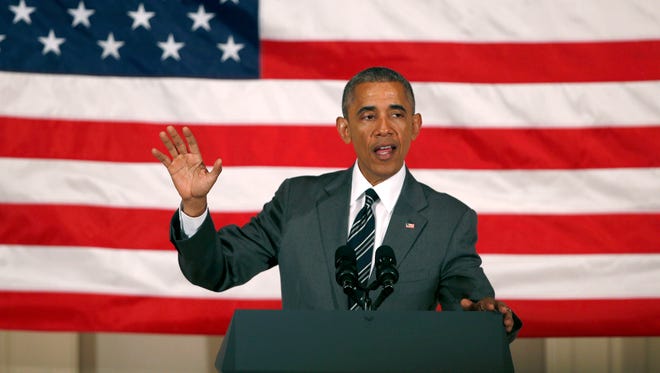 President Barack Obama speaks at a Democratic fundraiser at Sentinel Hotel on Thursday in Portland, Ore.