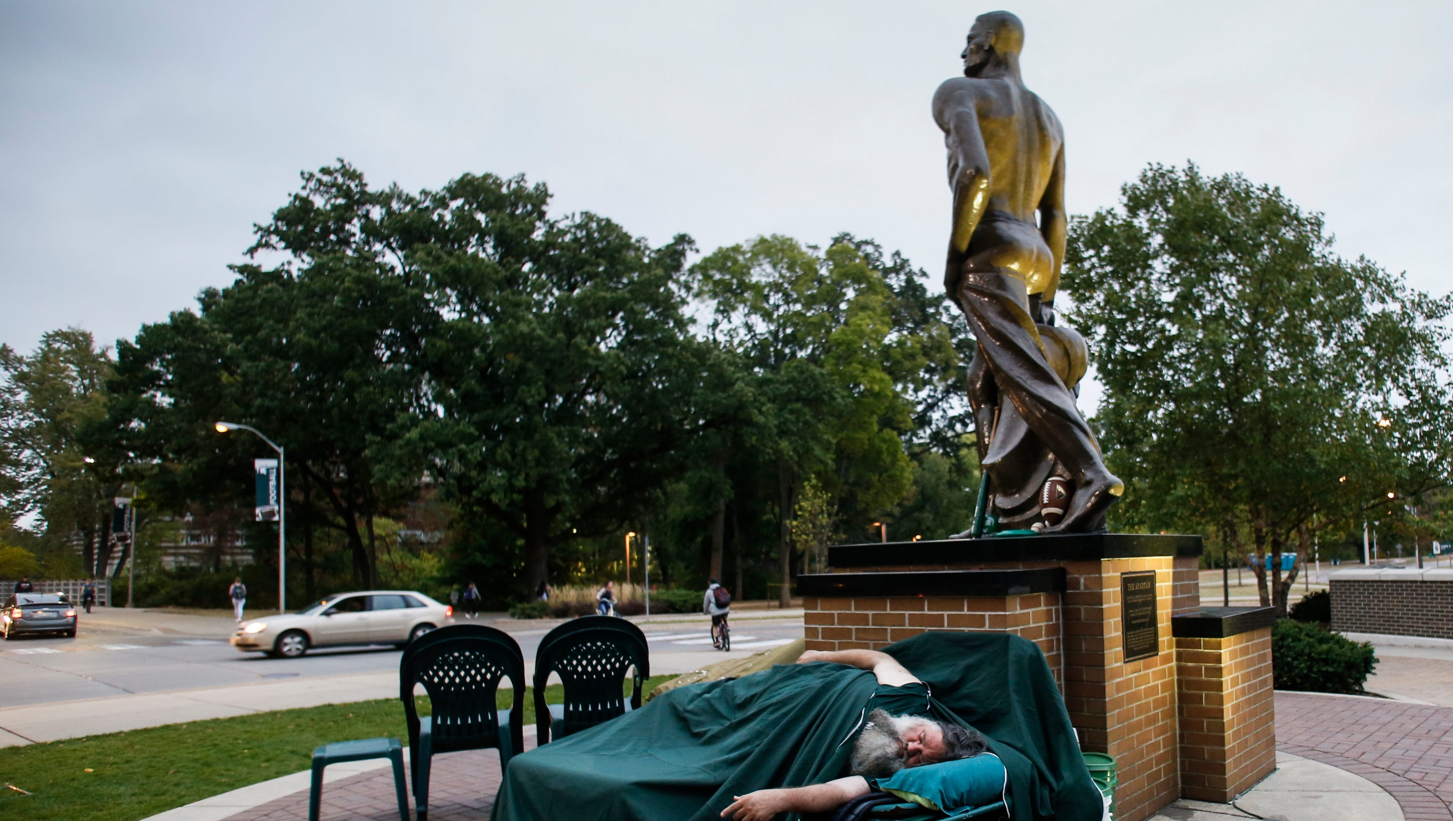 Blue M Spray Painted Near Michigan State S Sparty Statue Police Say Blue M Spray Painted Near Michigan State S Sparty Statue Police Say