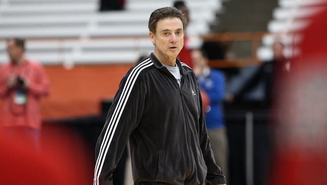 U of L head coach Rick Pitino conducts practice ahead of playing NC State in the Sweet 16 in the NCAA tournament.March 26, 2015