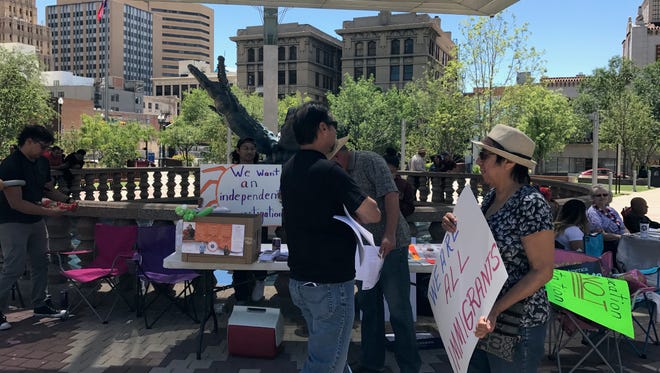 Indivisible El Paso organized a No Wall Rally on Saturday in San Jacinto Plaza. The rally focused on encouraging El Pasoans to become more politically active in their communities.